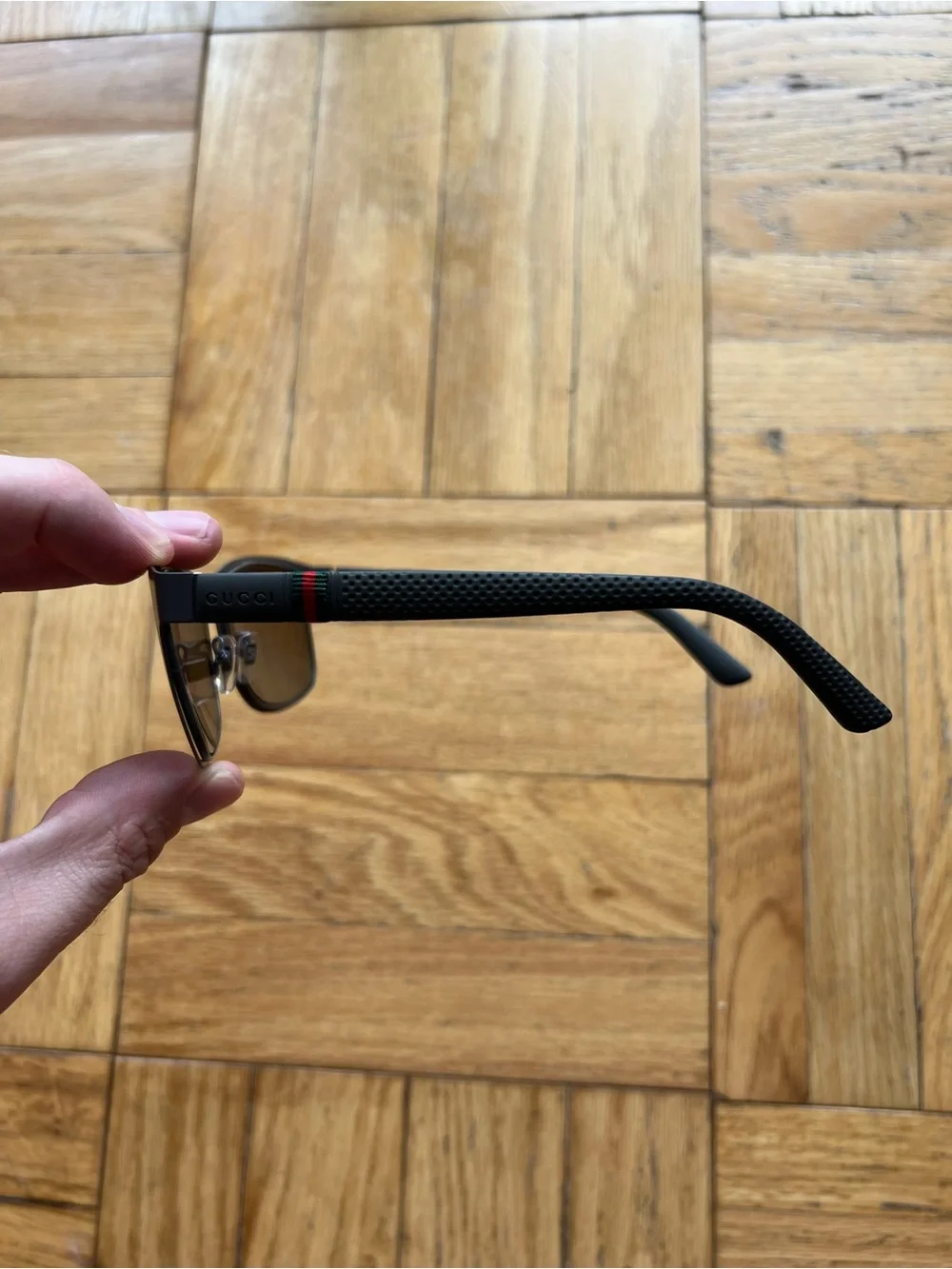 Gucci Black Square Sunglasses with slight gradient Lenses
